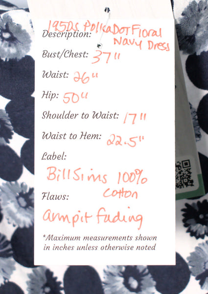 1950s Vintage Navy Polka Dot Sun Dress Cats Like Us