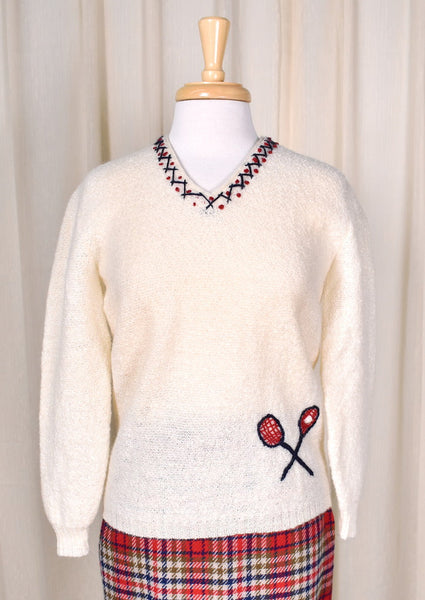 1950s Vintage Novelty Tennis Sweater Cats Like Us