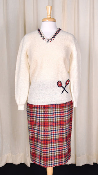 1950s Vintage Novelty Tennis Sweater Cats Like Us