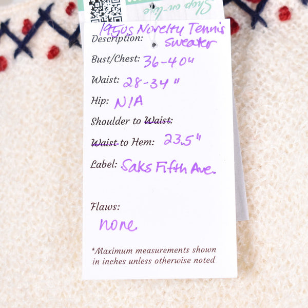 1950s Vintage Novelty Tennis Sweater Cats Like Us