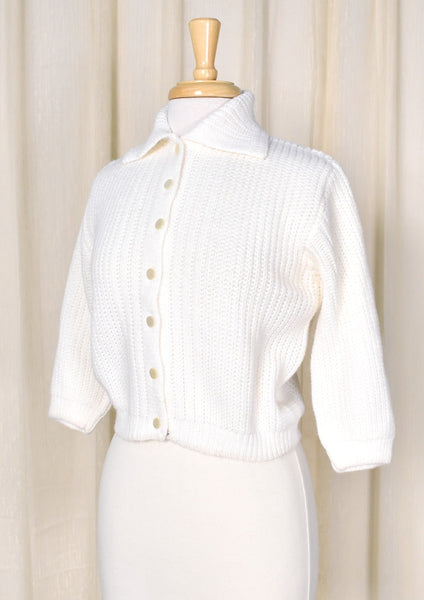 1950s Vintage Off White Cropped Sweater Cats Like Us