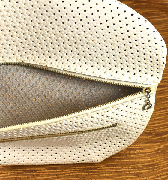 1950s Vintage Off White Lattice Clutch Bag Cats Like Us