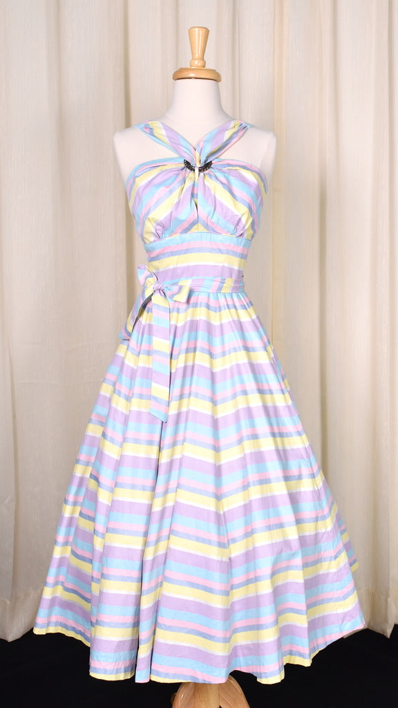 1950s Vintage Pastel Stripes Dress by Marjae Miami Cats Like Us 1950s Vintage Pastel Stripes Dress by Marjae Miami Cats Like Us