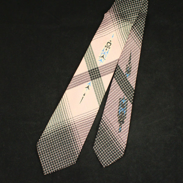 1950s Vintage Pink & Black Emb Tie Cats Like Us