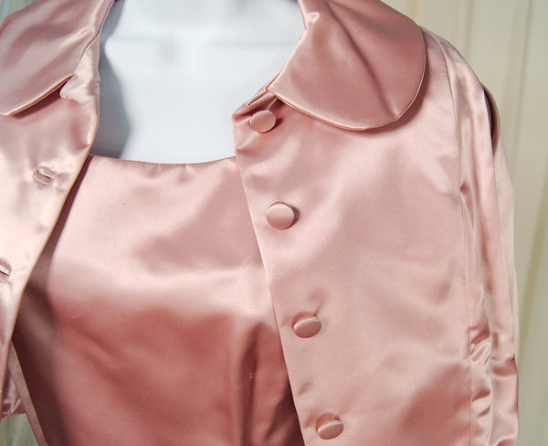 1950s Vintage Pink Satin Dress Suit Cats Like Us