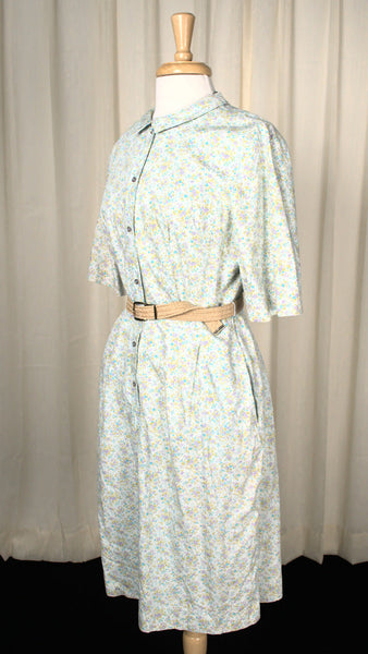 1950s Vintage Purple & Blue Shirt Dress Cats Like Us
