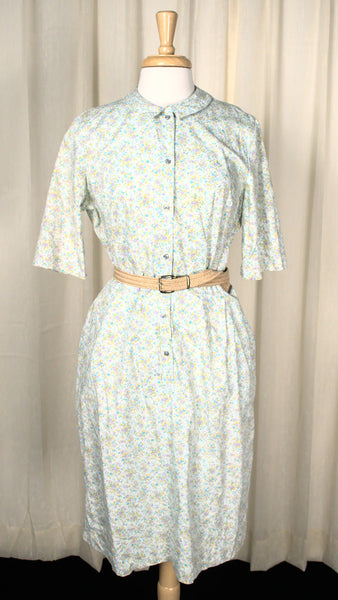 1950s Vintage Purple & Blue Shirt Dress Cats Like Us