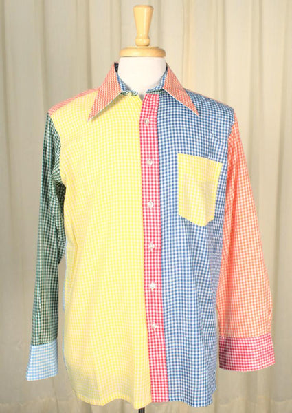 1950s Vintage Rainbow Gingham Shirt Cats Like Us