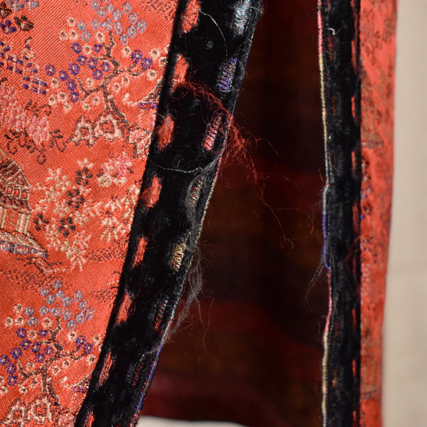 1950s Vintage Red Asian Village Print Dress Cats Like Us