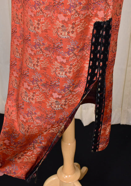 1950s Vintage Red Asian Village Print Dress Cats Like Us