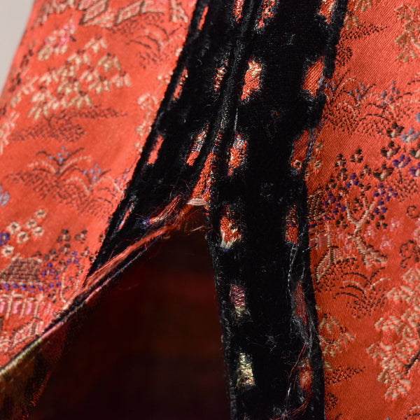 1950s Vintage Red Asian Village Print Dress Cats Like Us