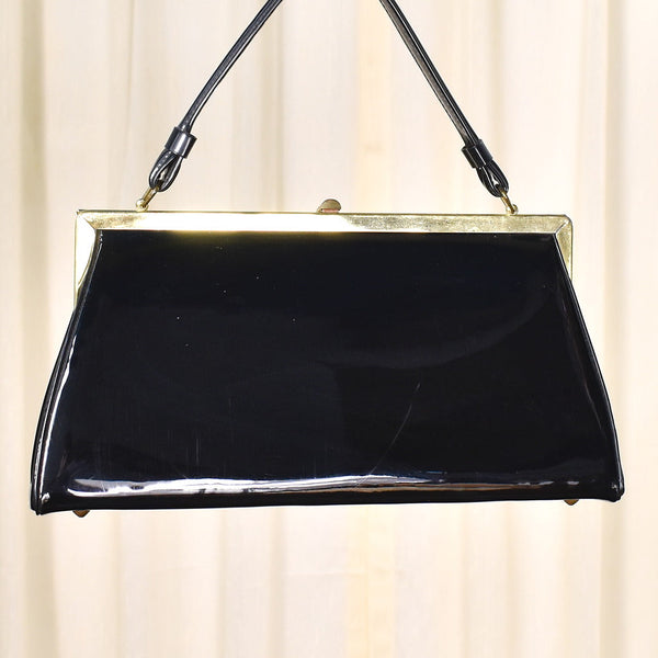 1950s Vintage Red Lined Patent Handbag Cats Like Us