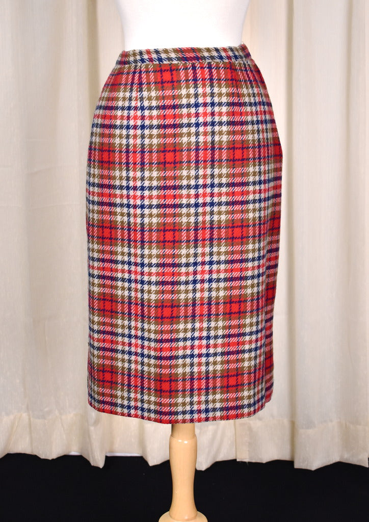 1950s plaid pencil outlet skirt