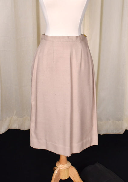 1950s Vintage Red Rose Tan Skirt Suit Cats Like Us