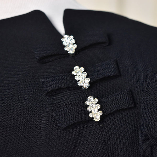 1950s Vintage Rhinestone Bow Black Dress Cats Like Us