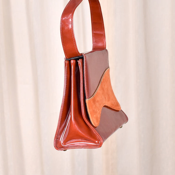 1950s Vintage Rust Patent Handbag Cats Like Us