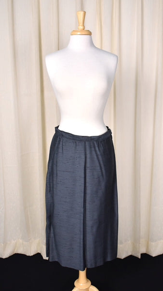 1950s Vintage Silk Navy Skirt Suit Cats Like Us