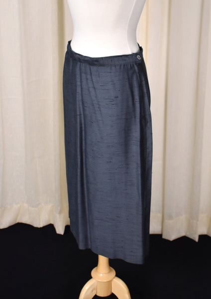 1950s Vintage Silk Navy Skirt Suit Cats Like Us