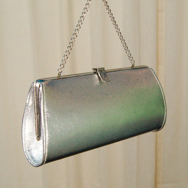 1950s Vintage Silver Clutch Handbag Cats Like Us