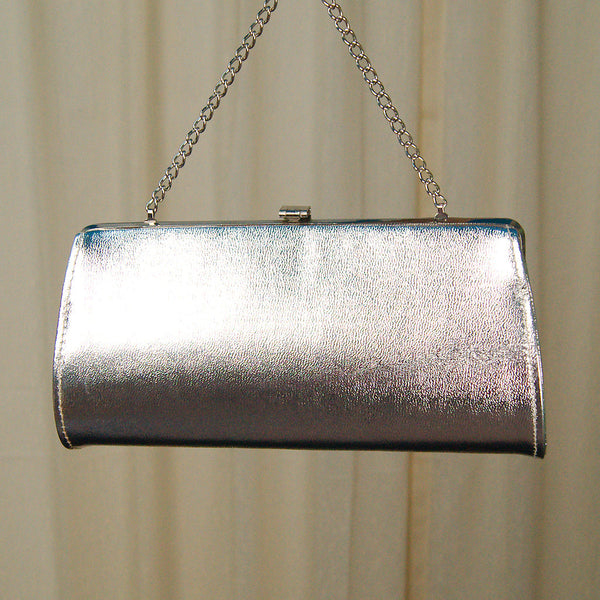 1950s Vintage Silver Clutch Handbag Cats Like Us