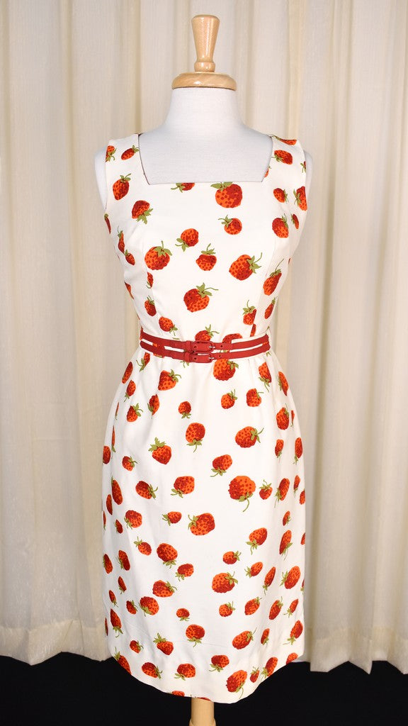 vintage wiggle dress 1950s Vintage Strawberry Wiggle Dress – Cats Like Us