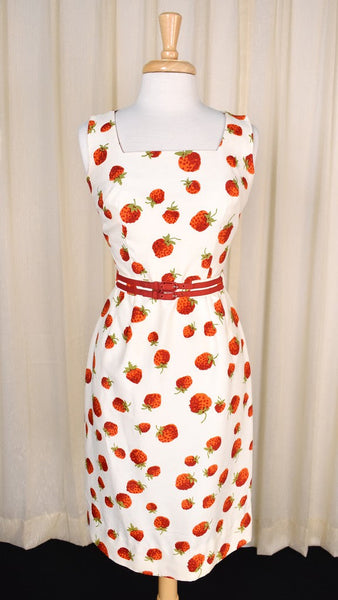 1950s Vintage Strawberry Wiggle Dress Cats Like Us