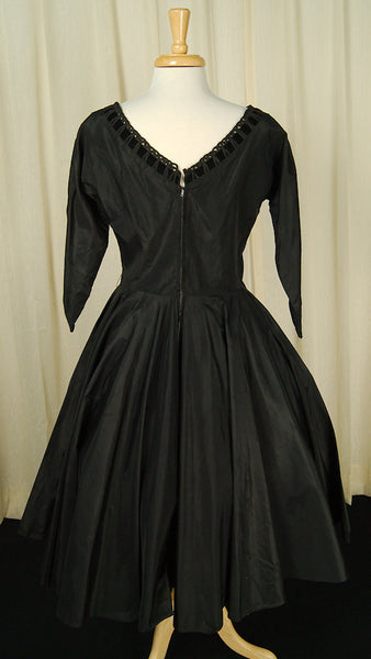 1950s Vintage Taffeta Velvet Dress Cats Like Us