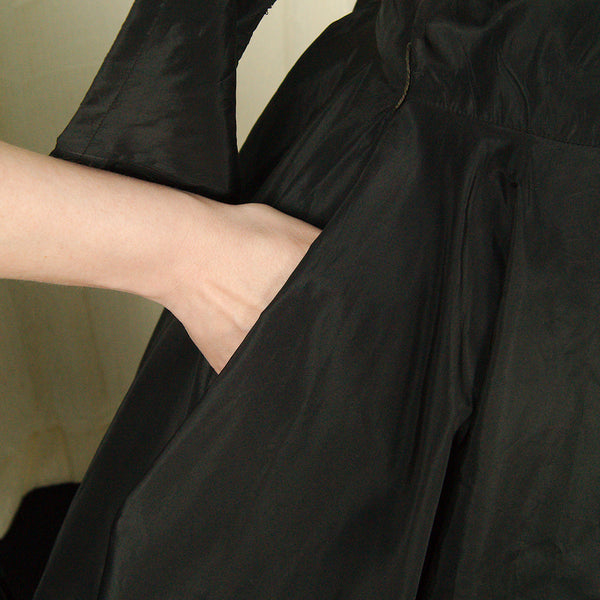 1950s Vintage Taffeta Velvet Dress Cats Like Us