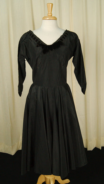 1950s Vintage Taffeta Velvet Dress Cats Like Us