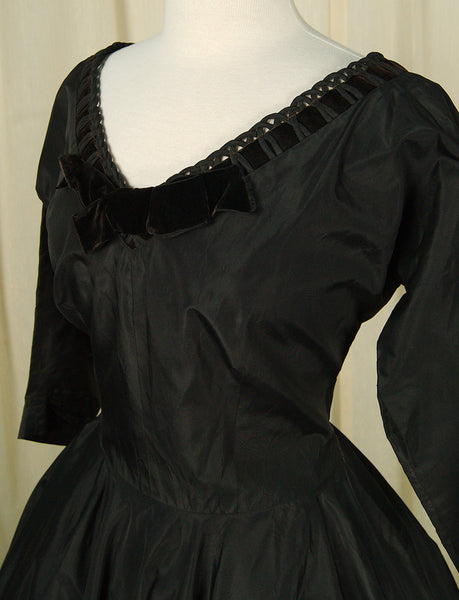 1950s Vintage Taffeta Velvet Dress Cats Like Us