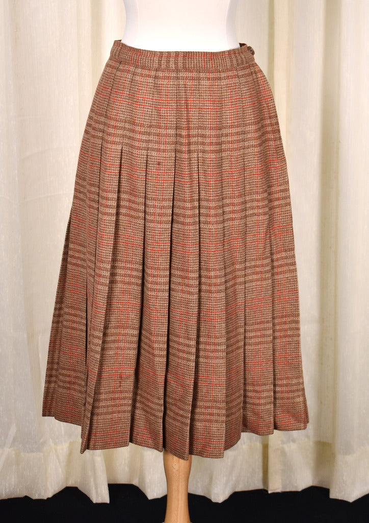 1950s Vintage Tan Red Pleated Skirt – Cats Like Us