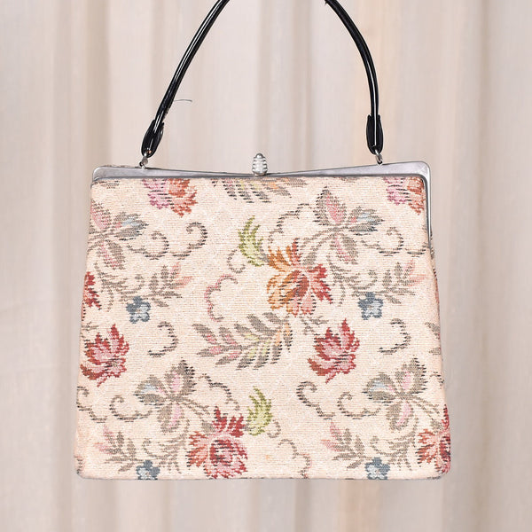 1950s Vintage Tan Tapestry Handbag Cats Like Us