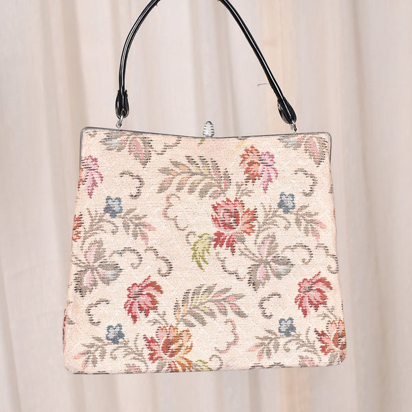 1950s Vintage Tan Tapestry Handbag Cats Like Us