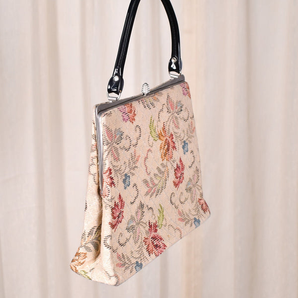 1950s Vintage Tan Tapestry Handbag Cats Like Us