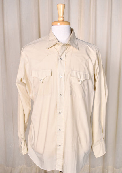 1950s Vintage Tan Western Shirt Cats Like Us