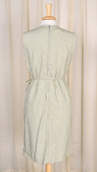 1950s Vintage Tan & White Stripe Dress Cats Like Us