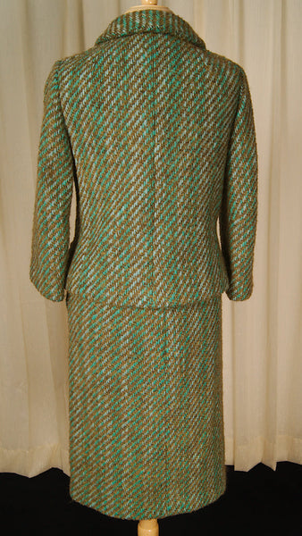 1950s Vintage Turq Boucle Skirt Suit Cats Like Us