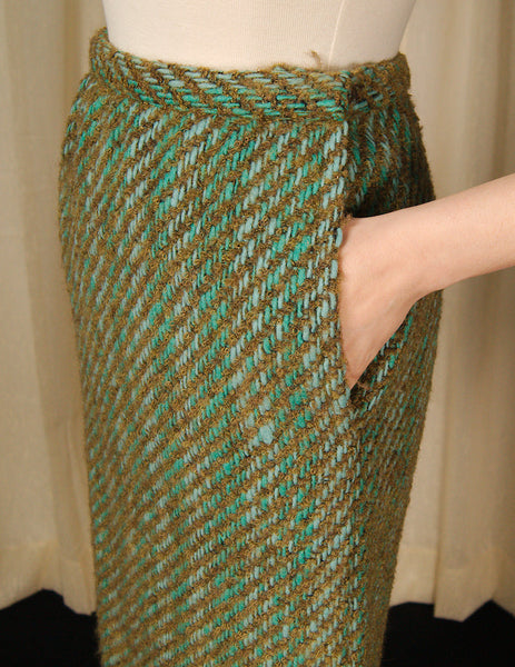 1950s Vintage Turq Boucle Skirt Suit Cats Like Us