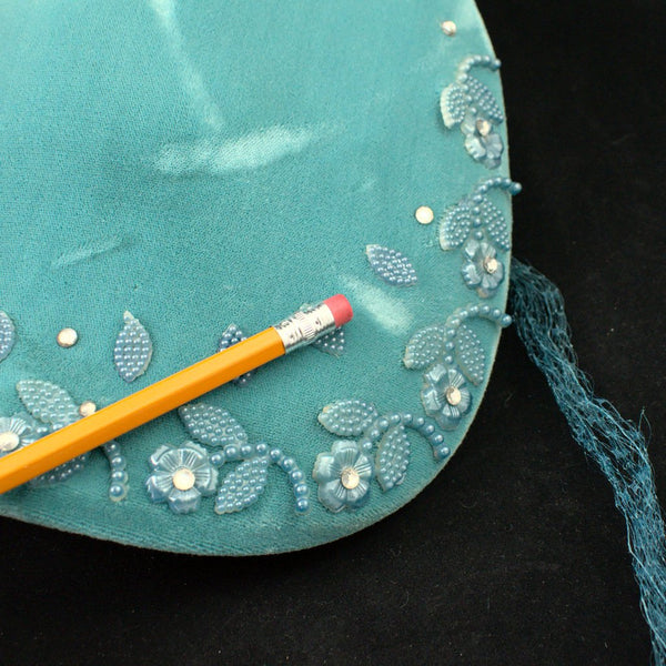 1950s Vintage Turquoise Rhinestone Hat Cats Like Us