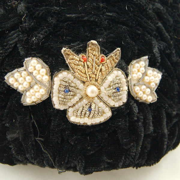 1950s Vintage Velvet Beaded Hat Cats Like Us