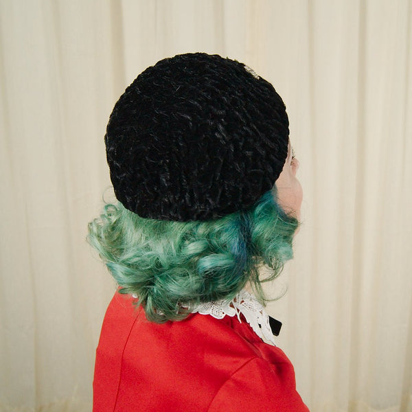 1950s Vintage Velvet Beaded Hat Cats Like Us