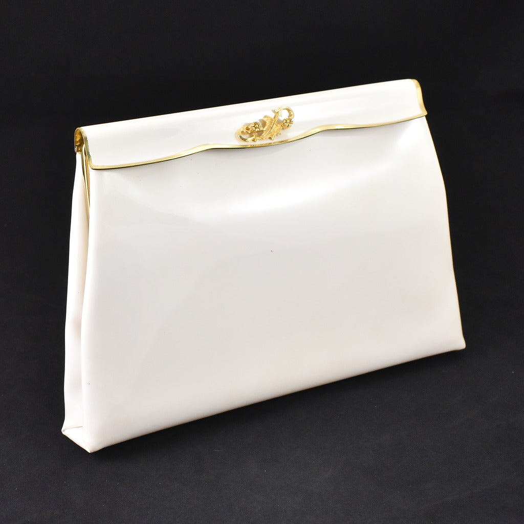 White patent 2024 clutch bag