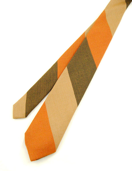 1950s Vintage Wool Brown Stripe Tie Cats Like Us