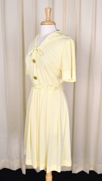 1950s Vintage Yellow Seersucker Dress Cats Like Us