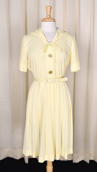 1950s Vintage Yellow Seersucker Dress Cats Like Us