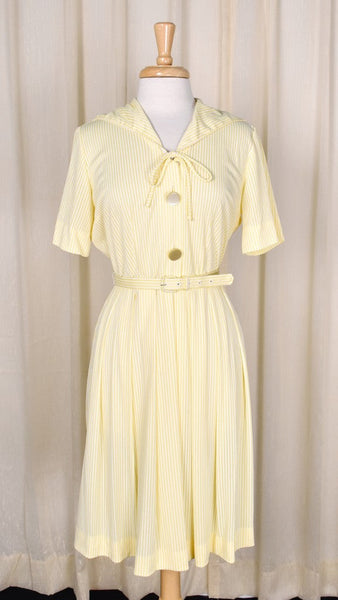 1950s Vintage Yellow Seersucker Dress Cats Like Us