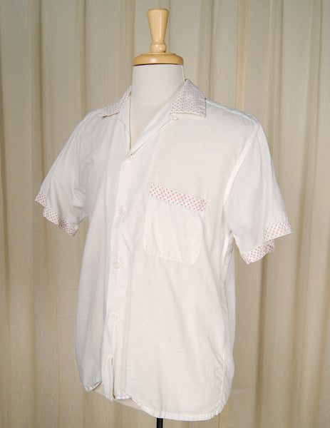 1950s White Circle Trim Shirt Cats Like Us