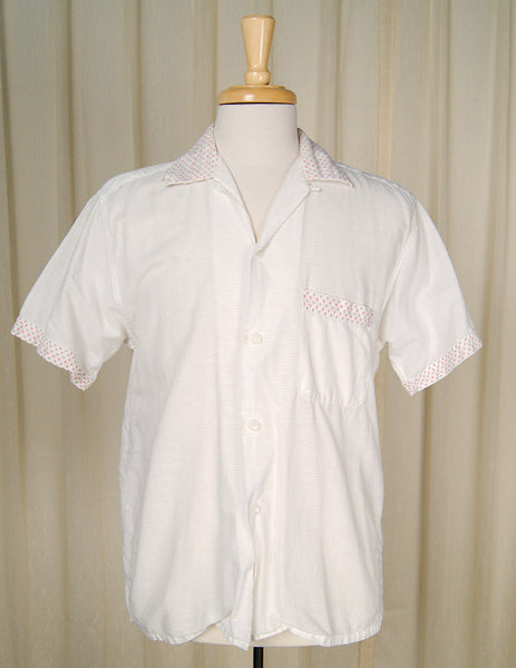 1950s White Circle Trim Shirt Cats Like Us