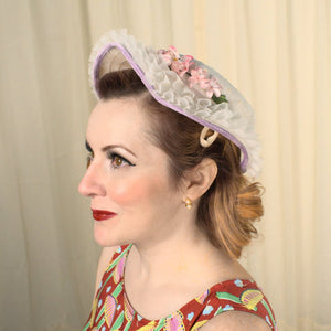 1950s White & Pink Flower Hat Cats Like Us