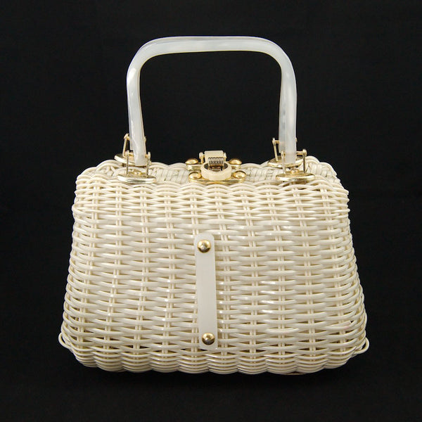 1950s Wicker & Lucite Handbag Cats Like Us